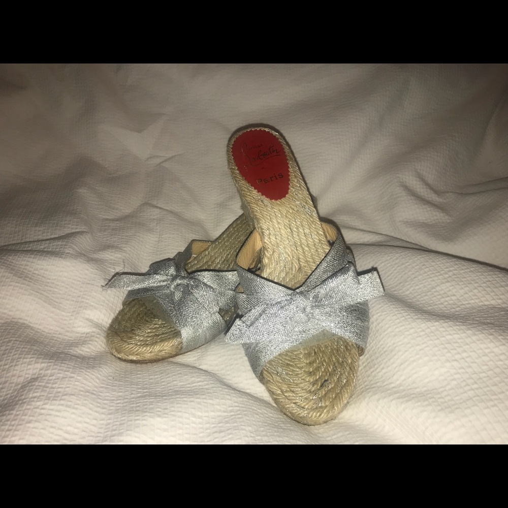 Christian Louboutin silver bow Espadrille